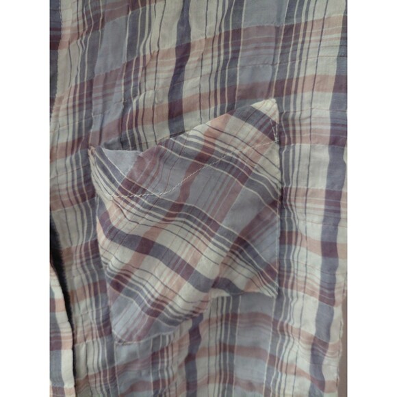 Cloth & Stone Women's Purple Blue Plaid Short Sleeve Button Down Shirt Size XL - Picture 4 of 12
